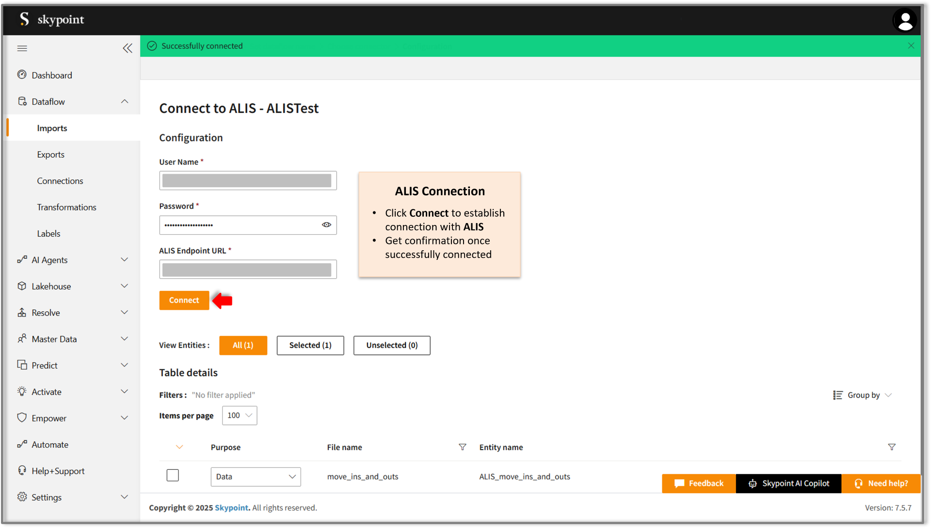 connect alis with skypoint ai