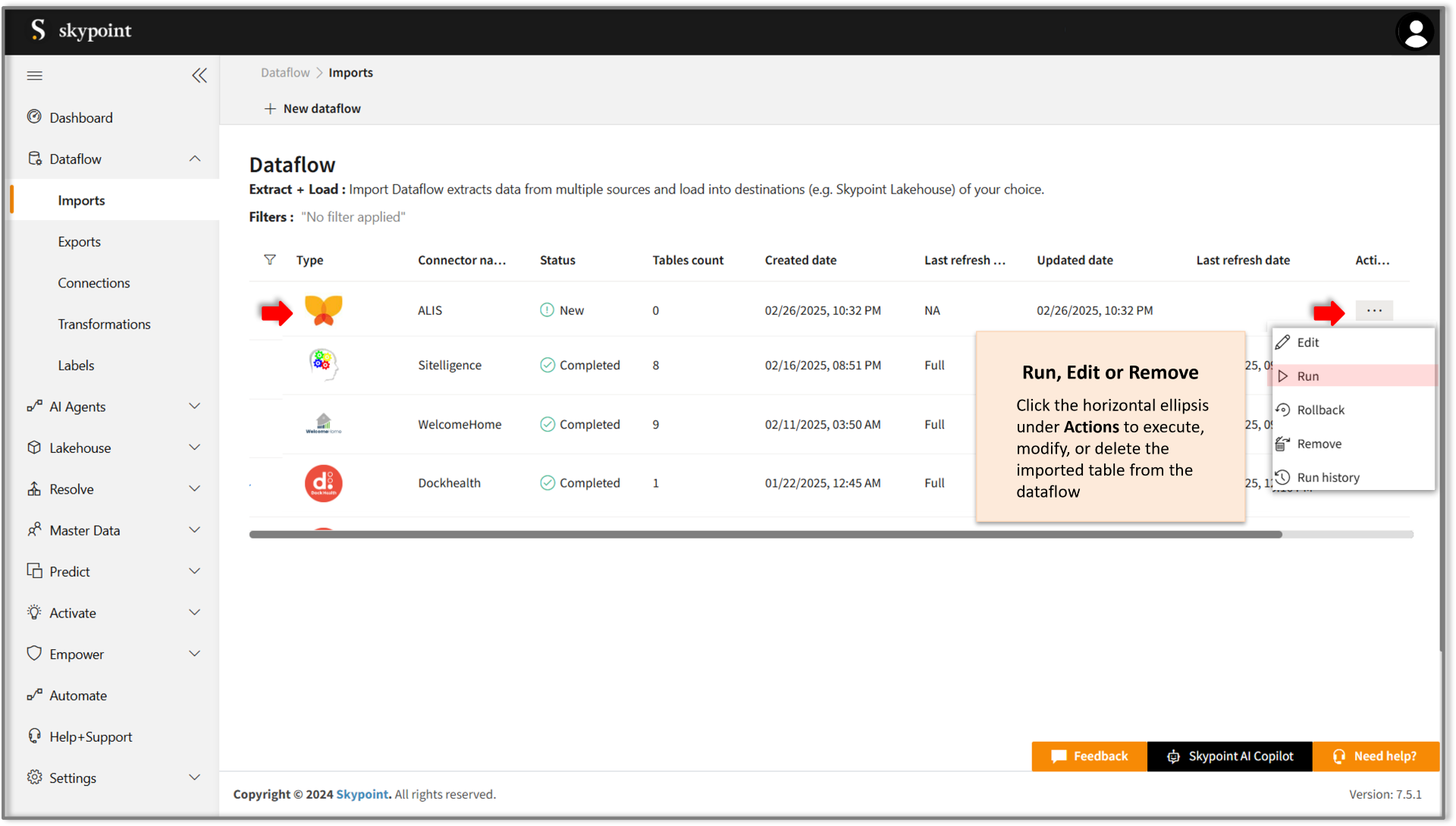 seamless execution of alis dataflow on skypoint ai studio