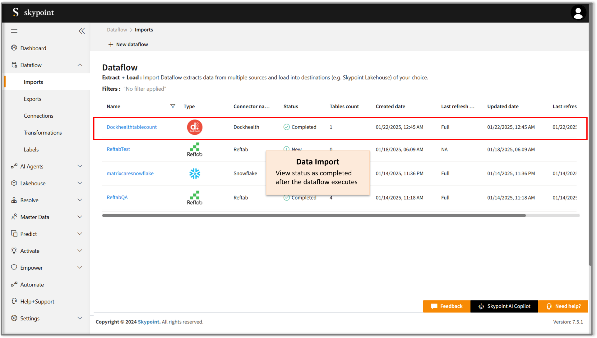 Dockheath dataflow setup is complete