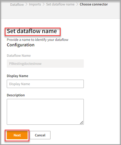 Set dataflow display name